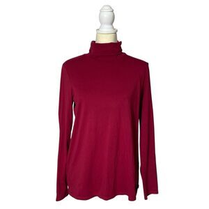 J.Jill Pure Jill Relaxed Basic Turtleneck In Maroon/Red Women's Size Small